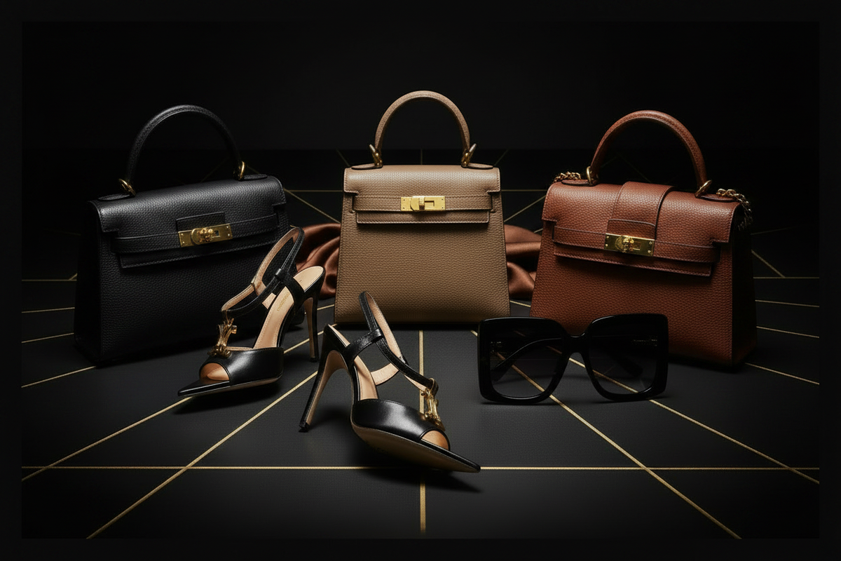handbags, heels and sunglasses
