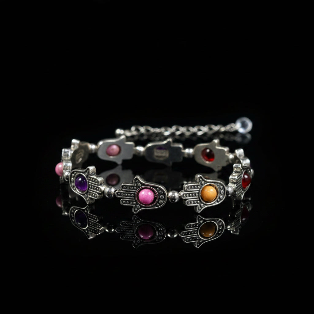 Bracelets Pink Purple Orange Hamsa Charm Bracelet Fashique Lux