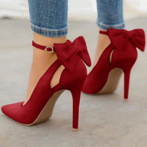 Accessories Red2 Bow Pointed Heels Fashique Lux