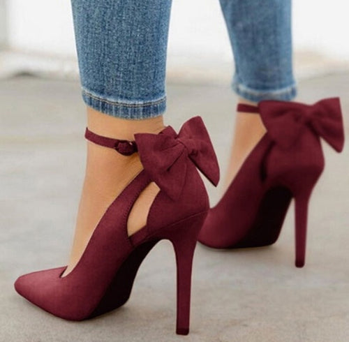 Accessories Red Bow Pointed Heels Fashique Lux