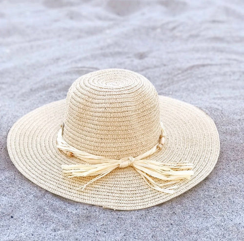 Women's Clothing Beige Wooden Beads Hat Fashique Lux