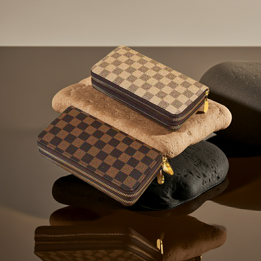 Wallets Checkered Compact Wallet Fashique Lux