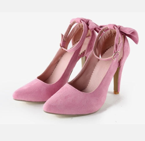 Accessories Pink Bow Pointed Heels Fashique Lux