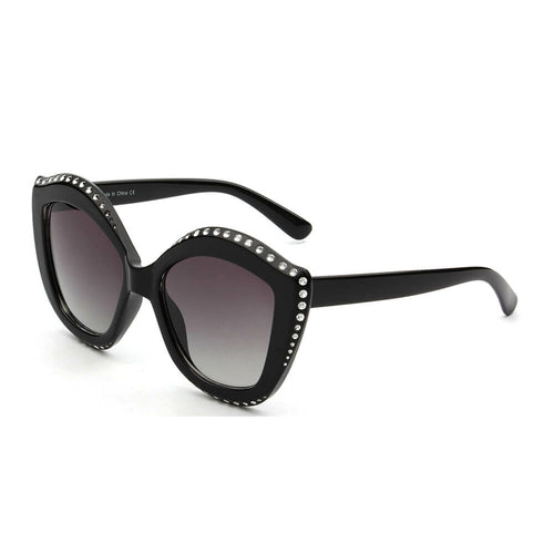 Sunglasses Black Round Cat Eye Fashique Lux