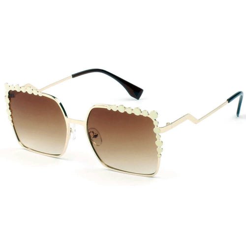 Sunglasses Gold Amber Smoke Square Metal Sunglasses Fashique Lux