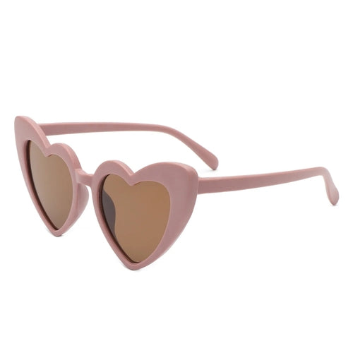 Sunglasses Dark Pink Brown Kids Heart Sunglasses Fashique Lux