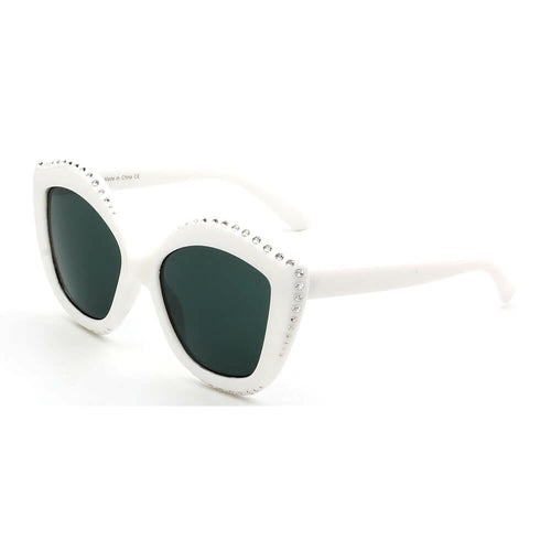 Sunglasses White Round Cat Eye Fashique Lux