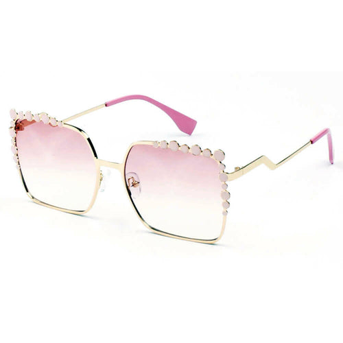 Sunglasses Gold Pink Square Metal Sunglasses Fashique Lux