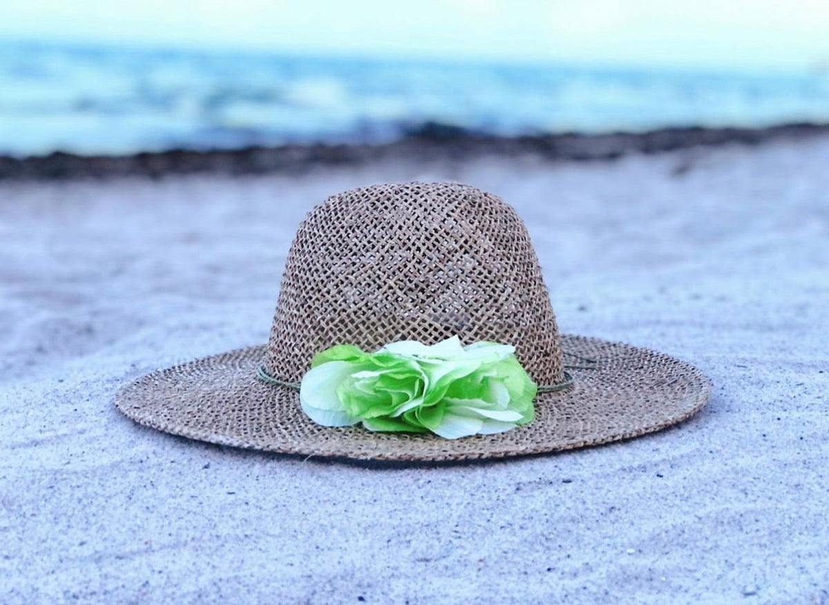 Hats Seagrass Flower Hat Fashique Lux