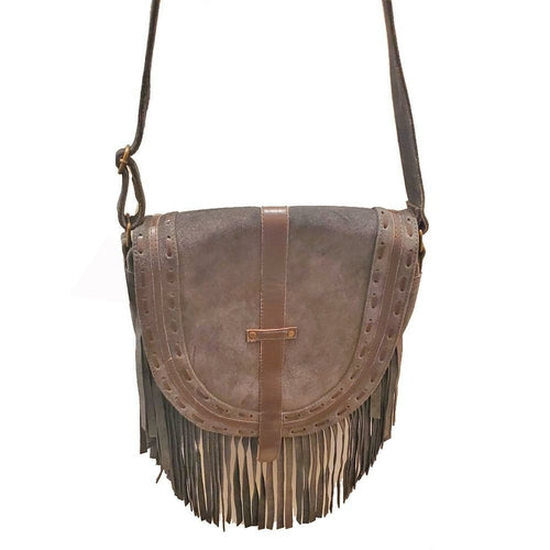 Handbags Brown Western Leather Suede Boho Fringe Crossbody Fashique Lux