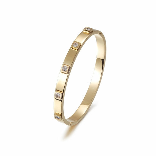 Jewelry & Watches Gold Stone Hinged Bangle Fashique Lux