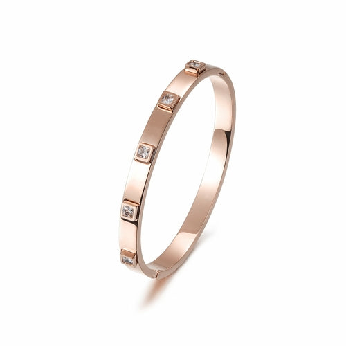 Jewelry & Watches Rose gold Stone Hinged Bangle Fashique Lux
