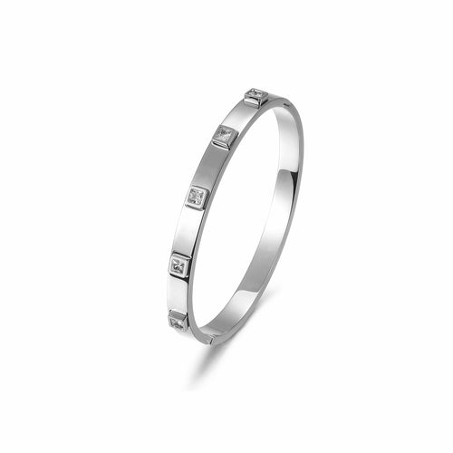 Jewelry & Watches Silver Stone Hinged Bangle Fashique Lux