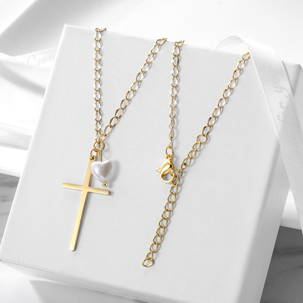 Jewelry & Watches Pearl Cross Necklace Fashique Lux