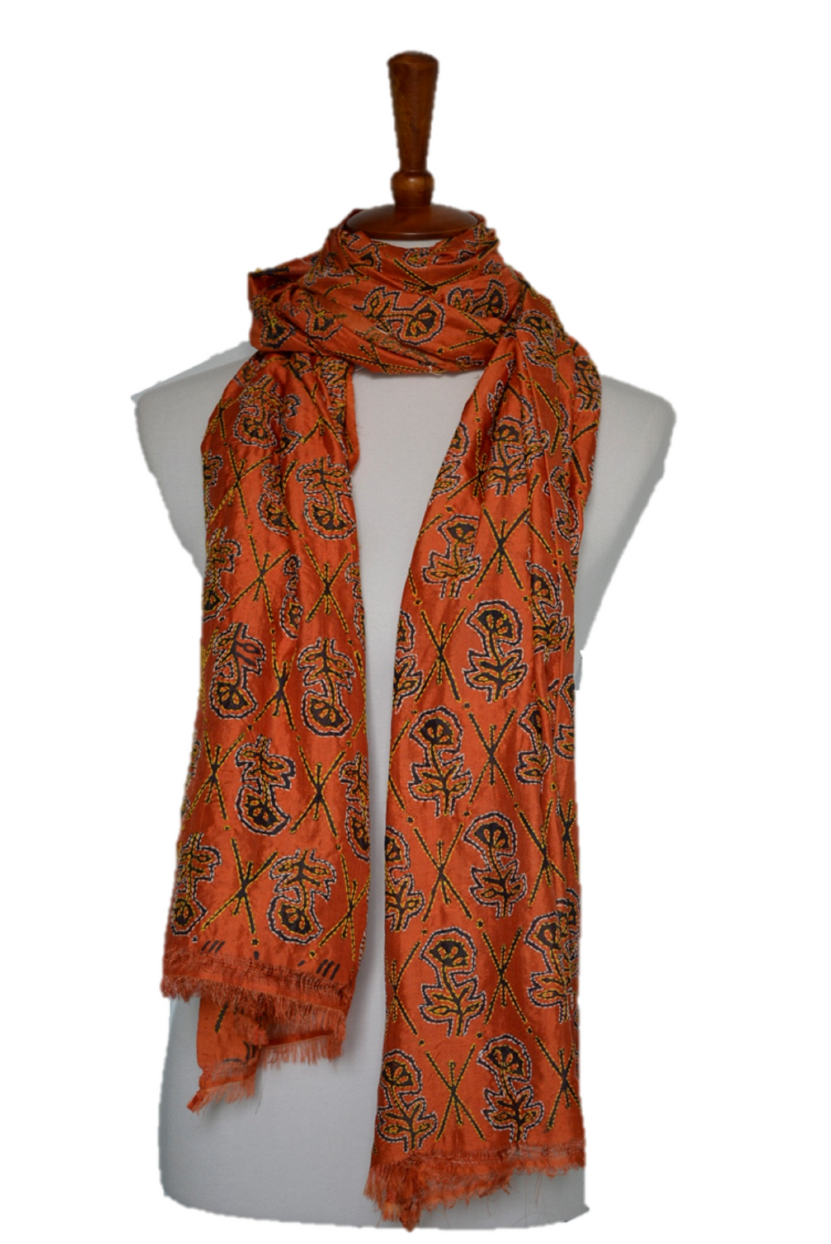Scarves & Bandanas Embroidered Silk Shawl Fashique Lux