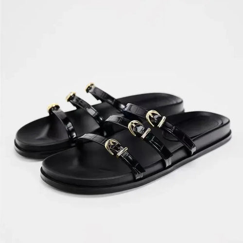 Slippers QQH67 Designer Flat Sandals Fashique Lux