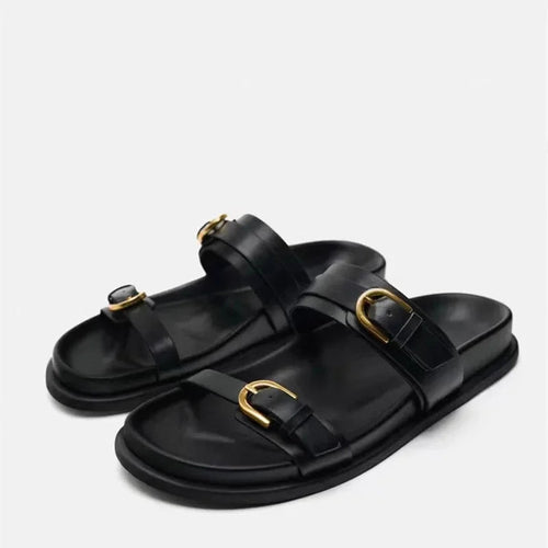 Slippers QQH89 Designer Flat Sandals Fashique Lux