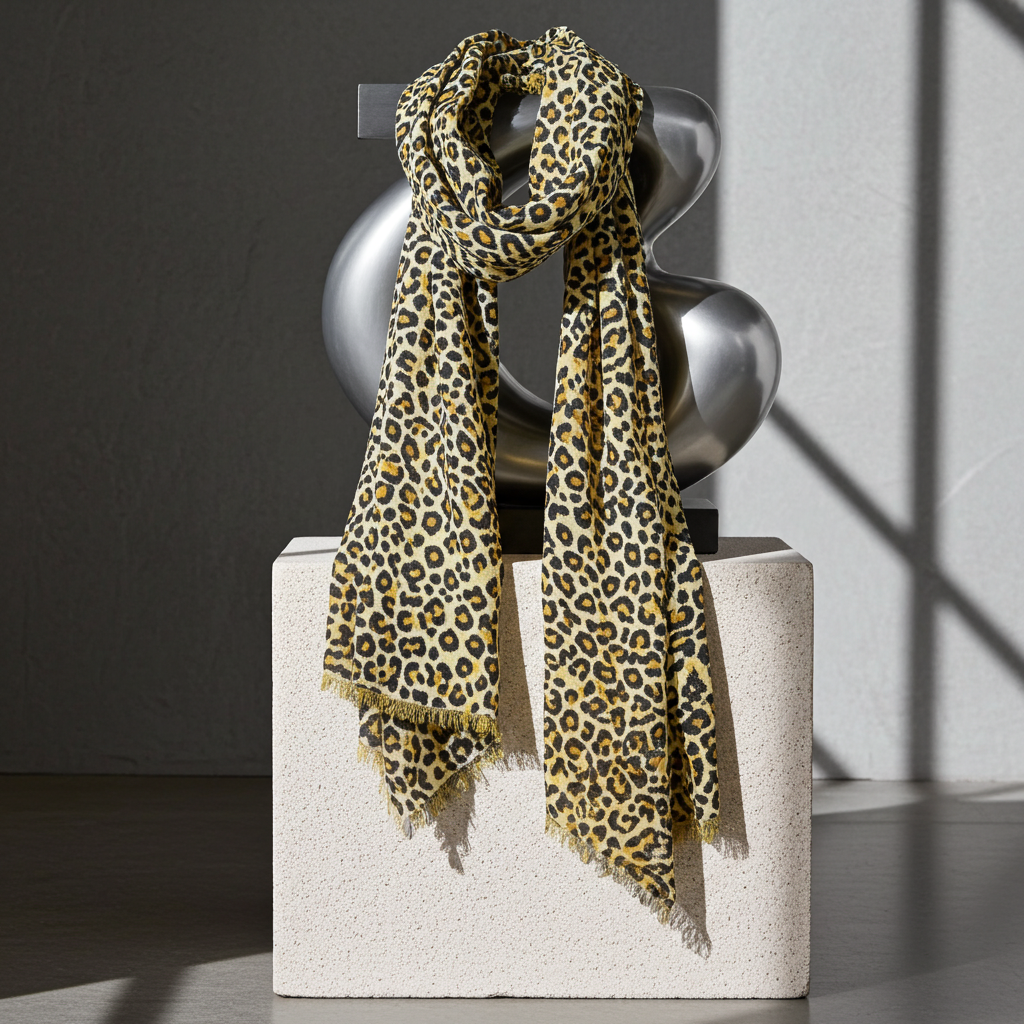 Scarves & Bandanas Leopard Knit Scarf Fashique Lux