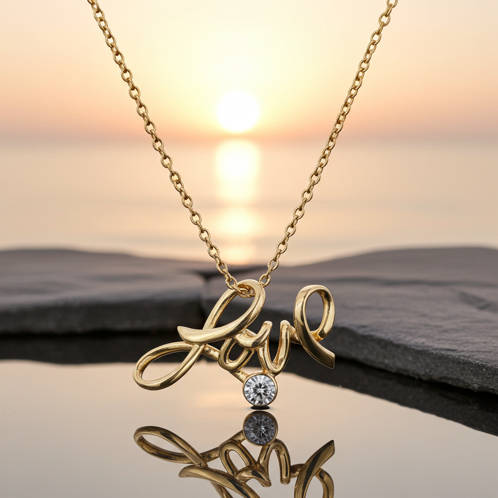 Necklace Gold Love Necklace Fashique Lux