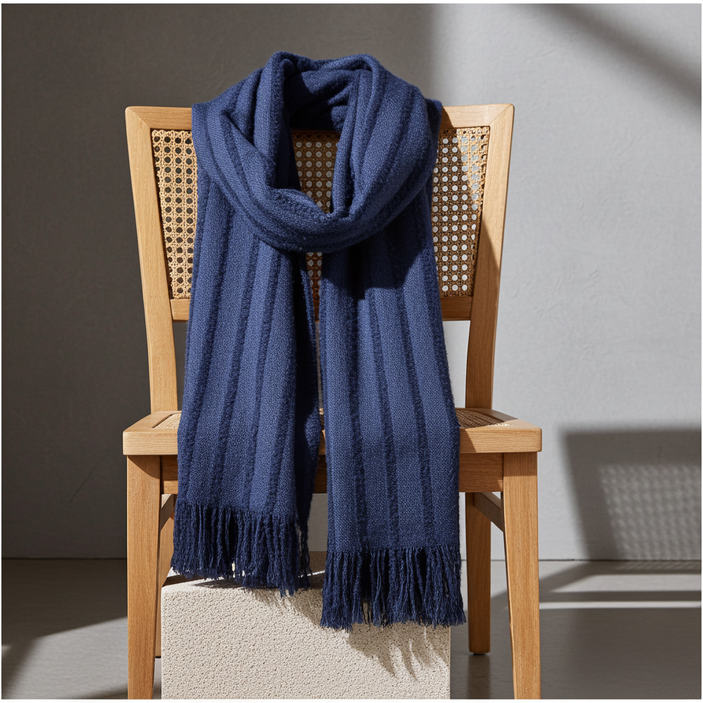Scarves & Bandanas Navy Alpaca Scarf Fashique Lux