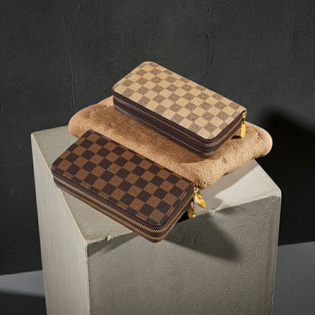 Wallets Checkered Compact Wallet Fashique Lux