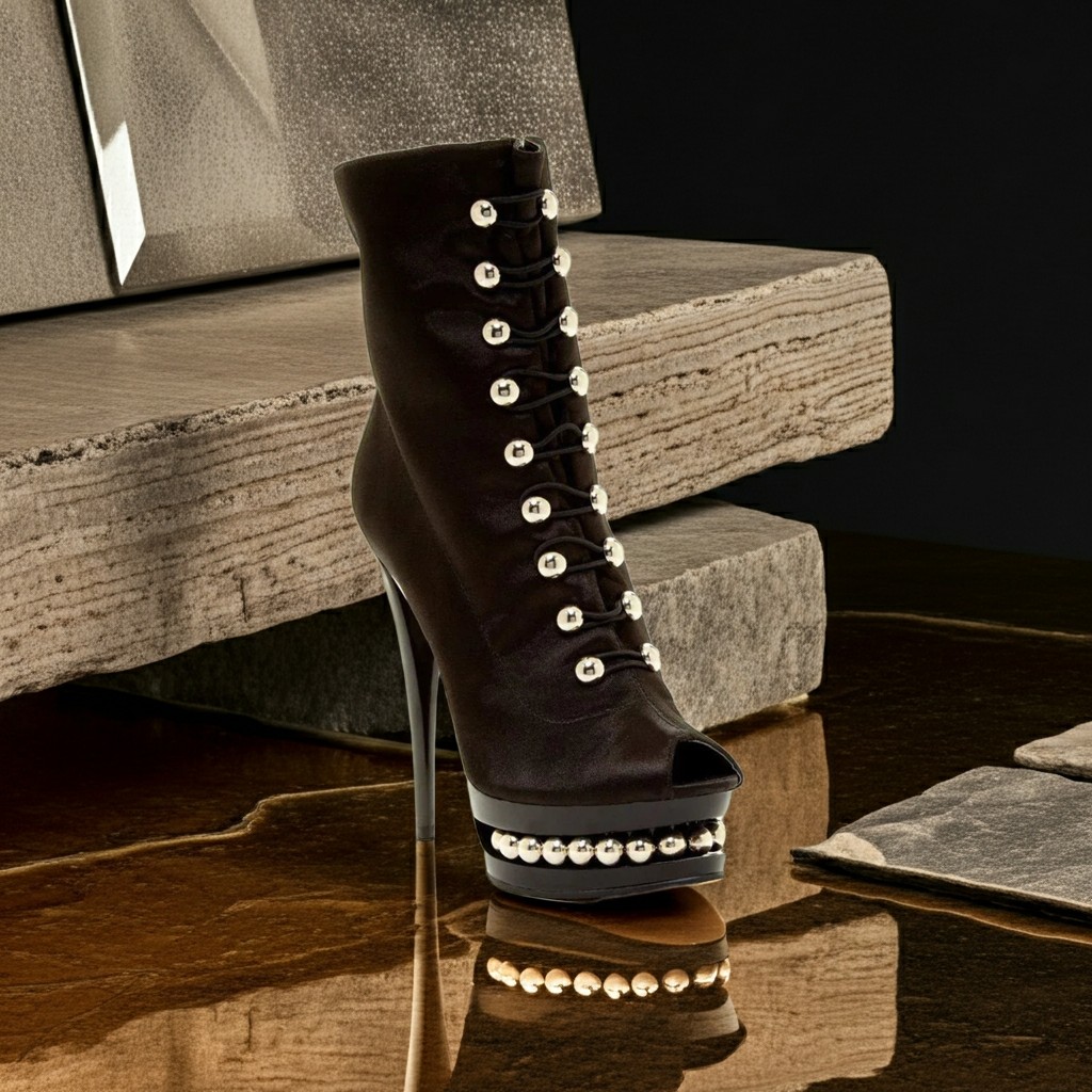 Boots Satin Lace-Up Heels Fashique Lux