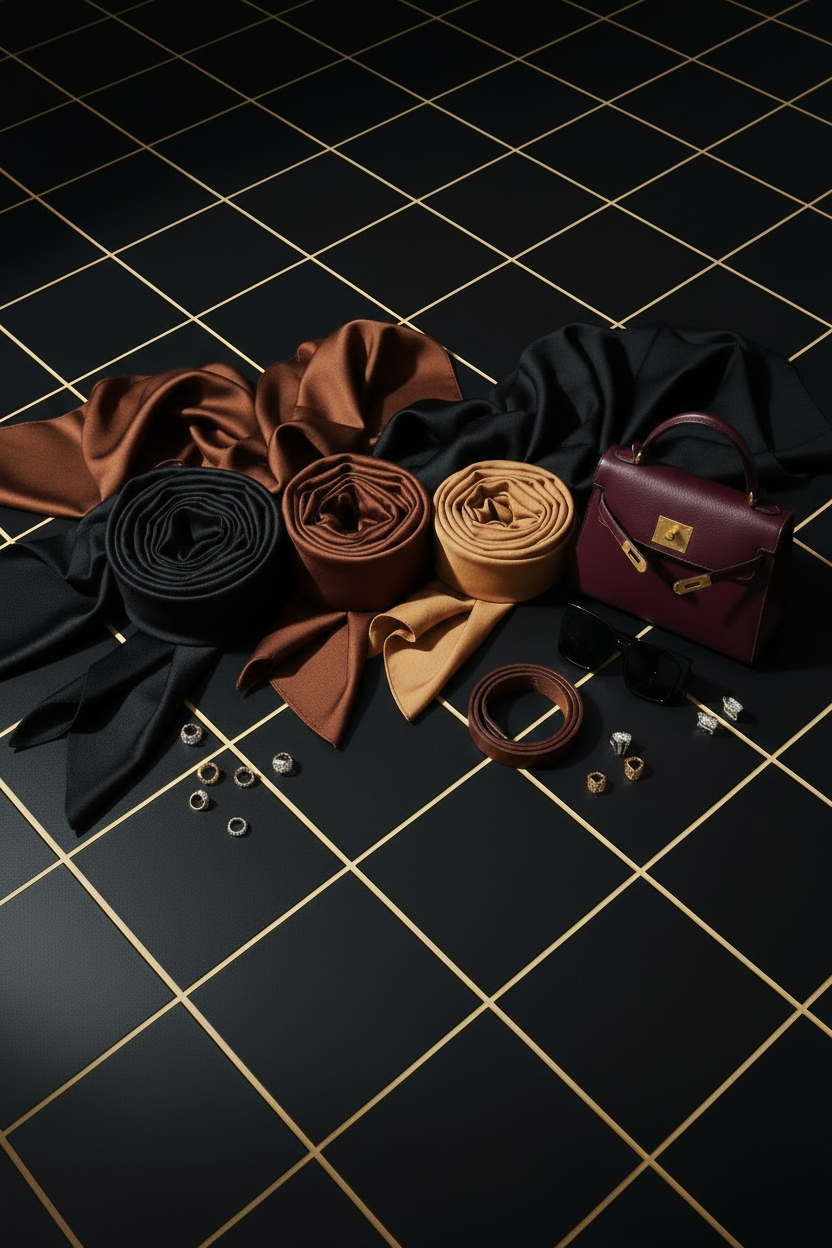 More Scarves Behind Brown Black