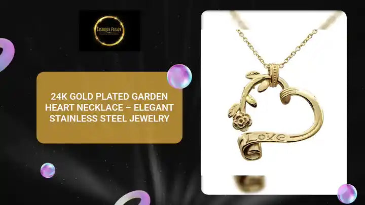 24K Gold Plated Garden Heart Necklace &ndash; Elegant Stainless Steel Jewelry by@Outfy
