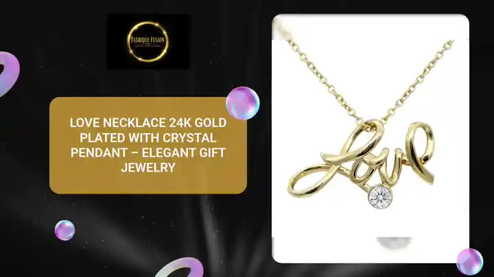 Love Necklace 24K Gold Plated with Crystal Pendant &ndash; Elegant Gift Jewelry by@Outfy