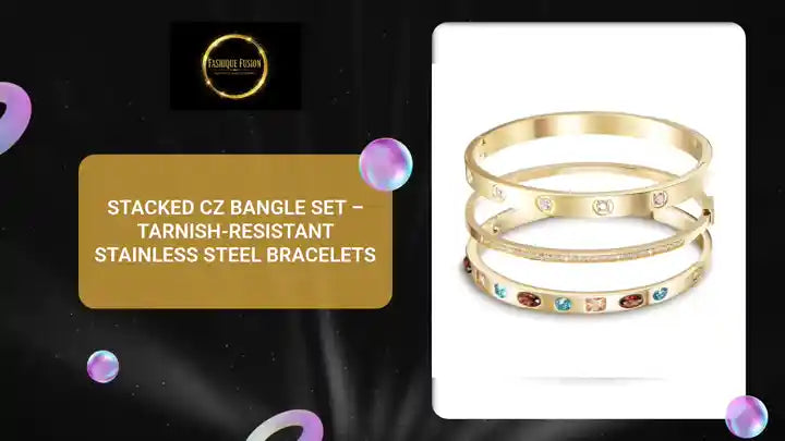 Stacked CZ Bangle Set &ndash; Tarnish-Resistant Stainless Steel Bracelets by@Outfy