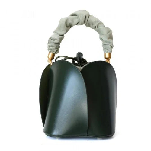 Handbags Green Leather Bucket Bag Fashique Lux