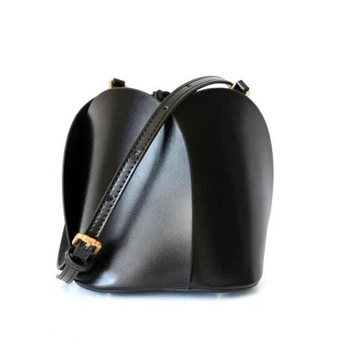 Handbags Black Leather Bucket Bag Fashique Lux